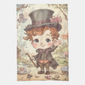 Cute Mad Hatter Whimsical Wonderland Woodland Art Theedoek (Verticaal)