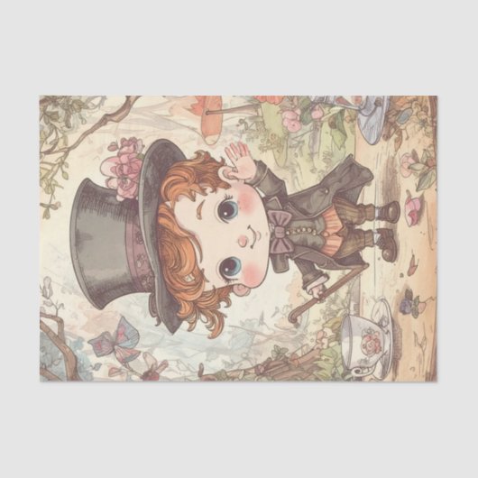Cute Mad Hatter Whimsical Wonderland Woodland Art Tissuepapier (Voorkant)