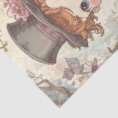 Cute Mad Hatter Whimsical Wonderland Woodland Art Tissuepapier (Detail)