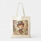 Cute Mad Hatter Whimsical Wonderland Woodland Art Tote Bag (Achterkant)