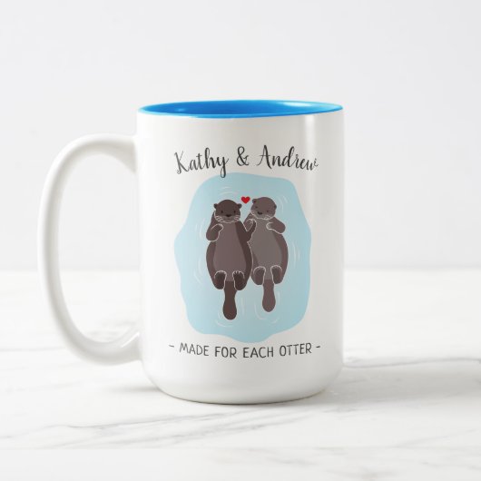 Cute made for Elke otter Gepersonaliseerd hem haar Tweekleurige Koffiemok (Links)