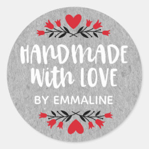 Cute made with Love Rustic Ronde Sticker