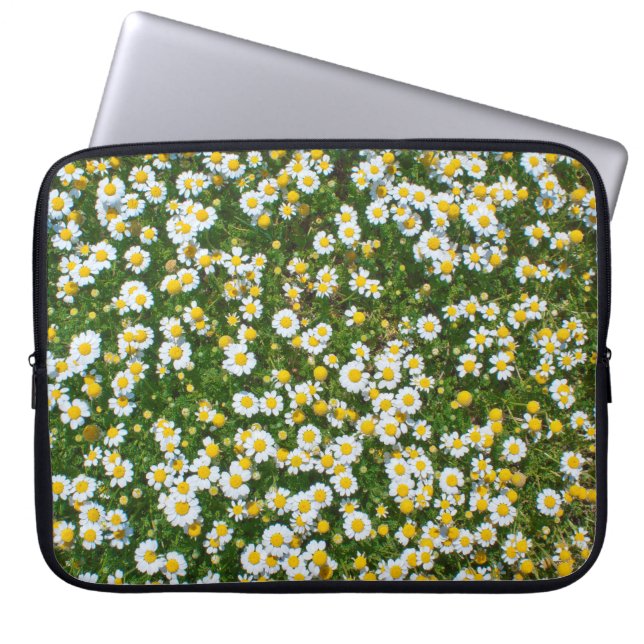 Cute Madeliefjes Funny Pretty Bloemen Natuur Meisj Laptop Sleeve (Voorkant)