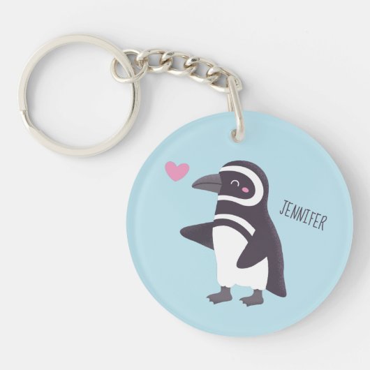 Cute Magellanic Penguin Couple Vriendin Sleutelhanger (Voorkant)