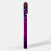 Cute magenta black faux glitter monogram Case-Mate iPhone case (Achterkant / Rechts)