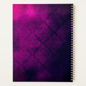 Cute magenta black faux glitter monogram planner (Achterkant)