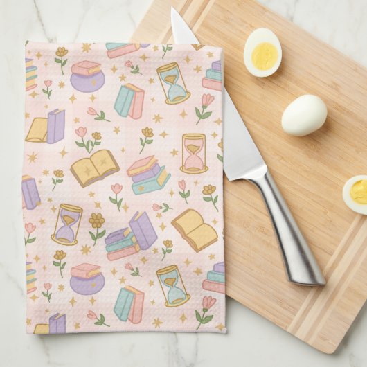 Cute Magic Boeken Pastel Roze Theedoek (Quarter Fold)