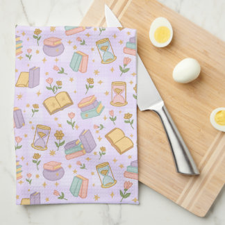 Cute Magic Books Paarse Keukenhanddoeken