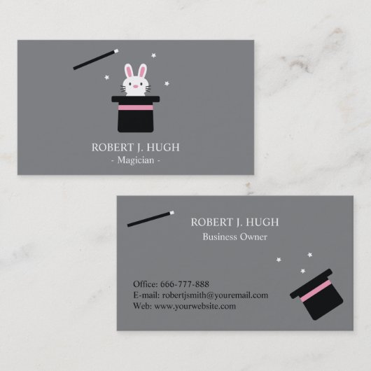 Cute Magic Bunny Pet en Wand Visitekaartje (Voorkant / Achterkant)