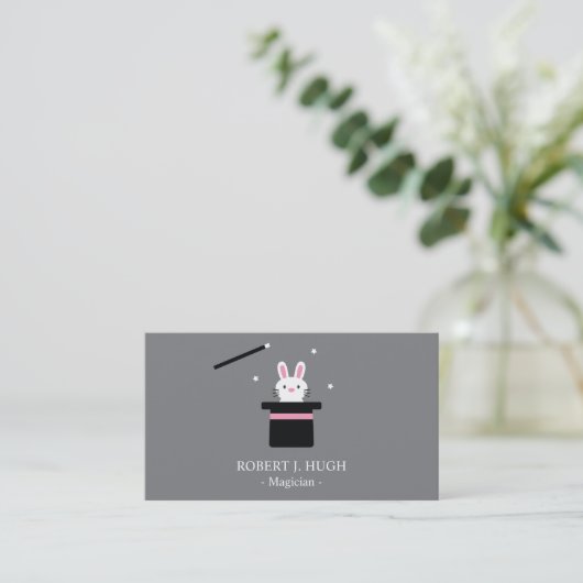 Cute Magic Bunny Pet en Wand Visitekaartje (Staand voorkant)