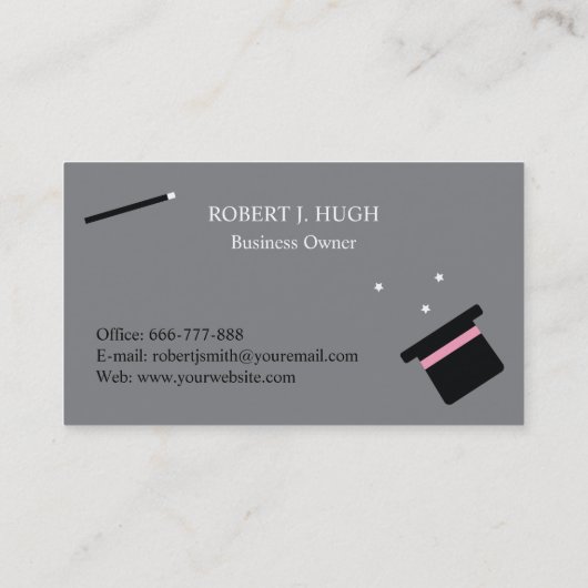 Cute Magic Bunny Pet en Wand Visitekaartje (Achterkant)