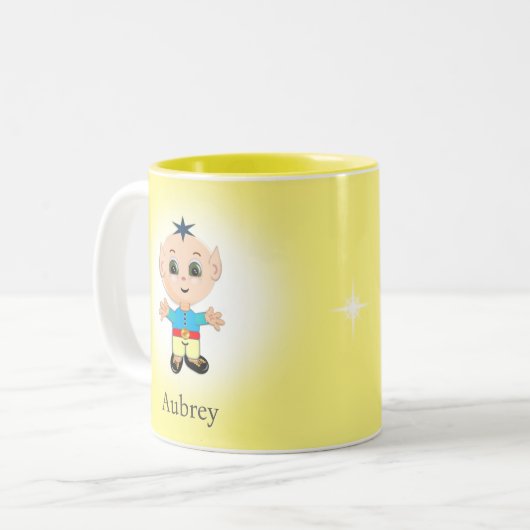 Cute Magic Elf op Light Yellow Tweekleurige Koffiemok (Voorkant links)