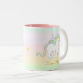 Cute Magic Unicorn en Star op parelkleuren Tweekleurige Koffiemok (Voorkant rechts)