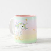 Cute Magic Unicorn en Star op parelkleuren Tweekleurige Koffiemok (Voorkant links)