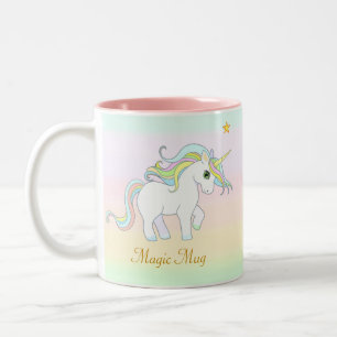 Cute Magic Unicorn en Star op parelkleuren Tweekleurige Koffiemok
