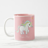 Cute Magic Unicorn en Star op Roze Tweekleurige Koffiemok (Links)