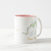 Cute Magic Unicorn en Star Tweekleurige Koffiemok (Voorkant rechts)