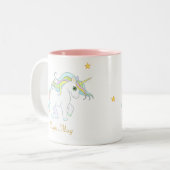 Cute Magic Unicorn en Star Tweekleurige Koffiemok (Voorkant links)