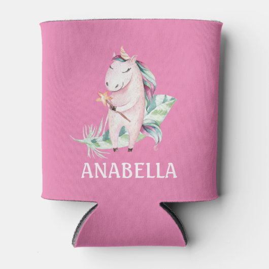 Cute Magic Unicorn Girly PInk Kinderen Blikjeskoeler (Voorkant)