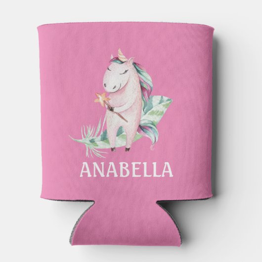 Cute Magic Unicorn Girly PInk Kinderen Blikjeskoeler (Achterkant)