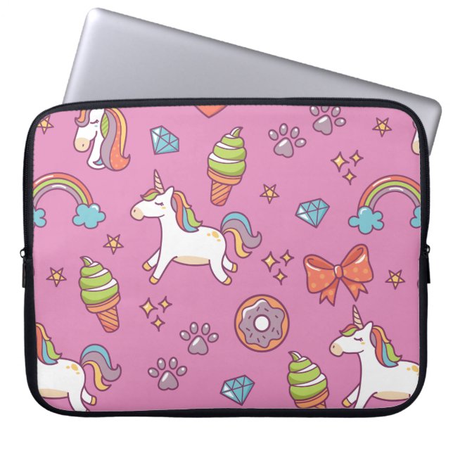 Cute Magic Unicorn Laptop Sleeve (Voorkant)
