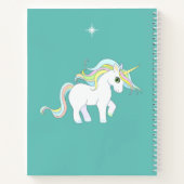 Cute Magic Unicorn op Blauwgroen Notitieboek (Achterkant)