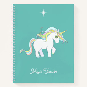 Cute Magic Unicorn op Blauwgroen Notitieboek