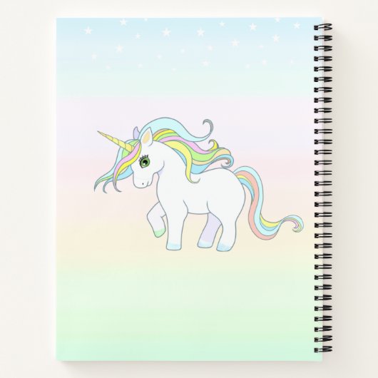 Cute Magic Unicorn op het Notitieboek van pasteelk (Achterkant)