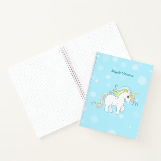 Cute Magic Unicorn op Light Blue Notitieboek (Binnen)