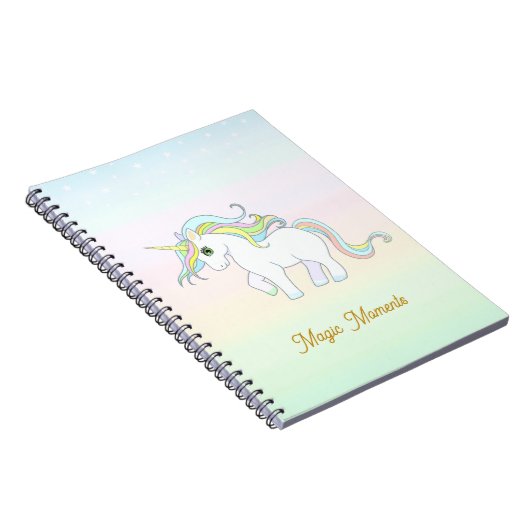 Cute Magic Unicorn op parelkleurstoffen Notitieboek (Rechterzijde)