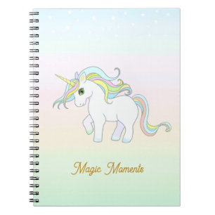 Cute Magic Unicorn op parelkleurstoffen Notitieboek