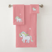 Cute Magic Unicorn & Star op lichtroze Bad Handdoek (Insitu)
