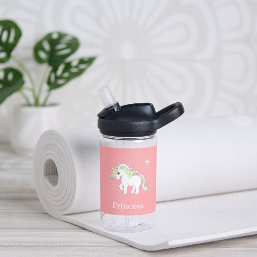 Cute Magic Unicorn & Star op lichtroze Waterfles (Yoga)
