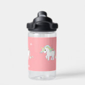 Cute Magic Unicorn & Star op lichtroze Waterfles (Achterkant)