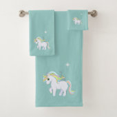 Cute Magic Unicorn & Star op Light Blue Bad Handdoek (Insitu)