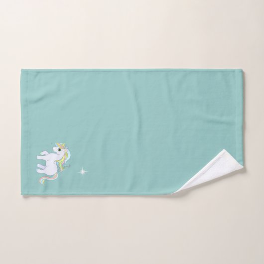 Cute Magic Unicorn & Star op Light Blue Bad Handdoek (Handdoek)
