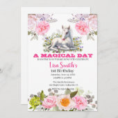 Cute Magical Baby Unicorn 1st Birthday Kaart (Voorkant / Achterkant)