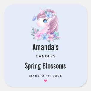 Cute & Magical Baby Unicorn Candle of Soap Biz Vierkante Sticker