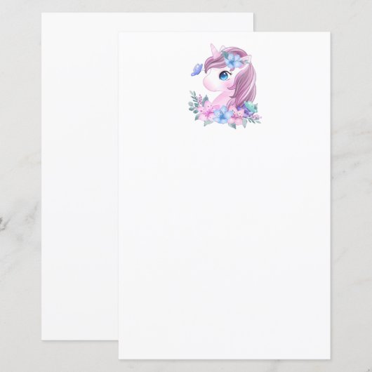 Cute & Magical Baby Unicorn in Waterverf (Voorkant / Achterkant)