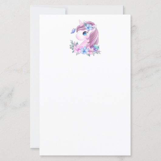 Cute & Magical Baby Unicorn in Waterverf (Voorkant)