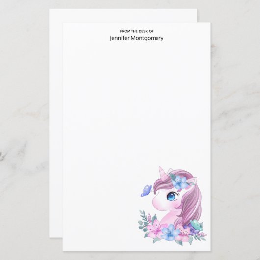 Cute & Magical Baby Unicorn in Waterverf (Voorkant / Achterkant)