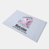 Cute & Magical Baby Unicorn in Waterverf Deurmat (Schuin)