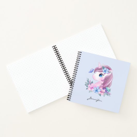 Cute & Magical Baby Unicorn in Waterverf Notitieboek (Binnen)