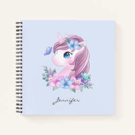 Cute & Magical Baby Unicorn in Waterverf Notitieboek