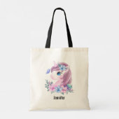 Cute & Magical Baby Unicorn in Waterverf Tote Bag (Achterkant)