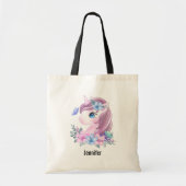 Cute & Magical Baby Unicorn in Waterverf Tote Bag (Voorkant)