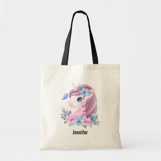 Cute & Magical Baby Unicorn in Waterverf Tote Bag (Voorkant)