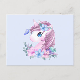 Cute & Magical Baby Unicorn met Big Eyes Briefkaart