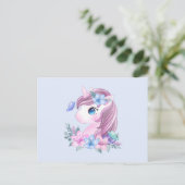 Cute & Magical Baby Unicorn met Big Eyes Briefkaart (Staand voorkant)