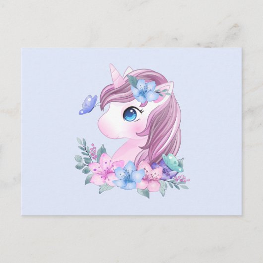 Cute & Magical Baby Unicorn met Big Eyes Briefkaart (Voorkant)
